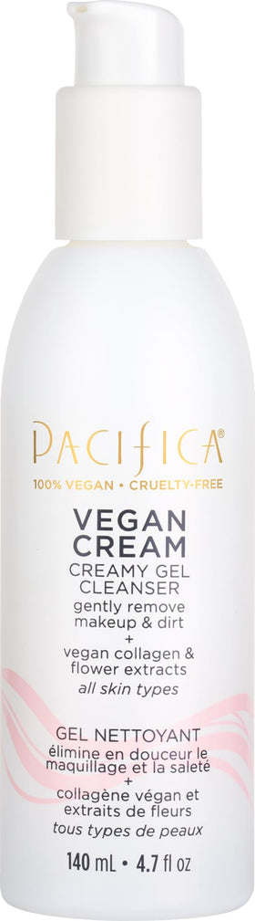 Pacifica Vegan Collagen Cream Gel Cleanser bottle for daily hydrating cleanse.