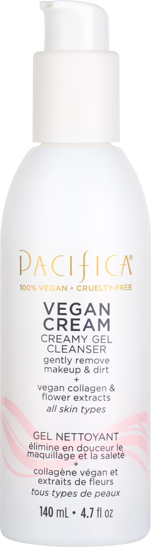 Pacifica Vegan Collagen Cream Gel Cleanser bottle for daily hydrating cleanse.