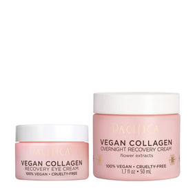 Pacifica Vegan Collagen Overnight Recovery Cream bottle delivering deep hydration for dry skin.