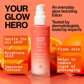 Pacifica VitaGlow Hydro Face Lotion application swatch demonstrates non-greasy moisture.