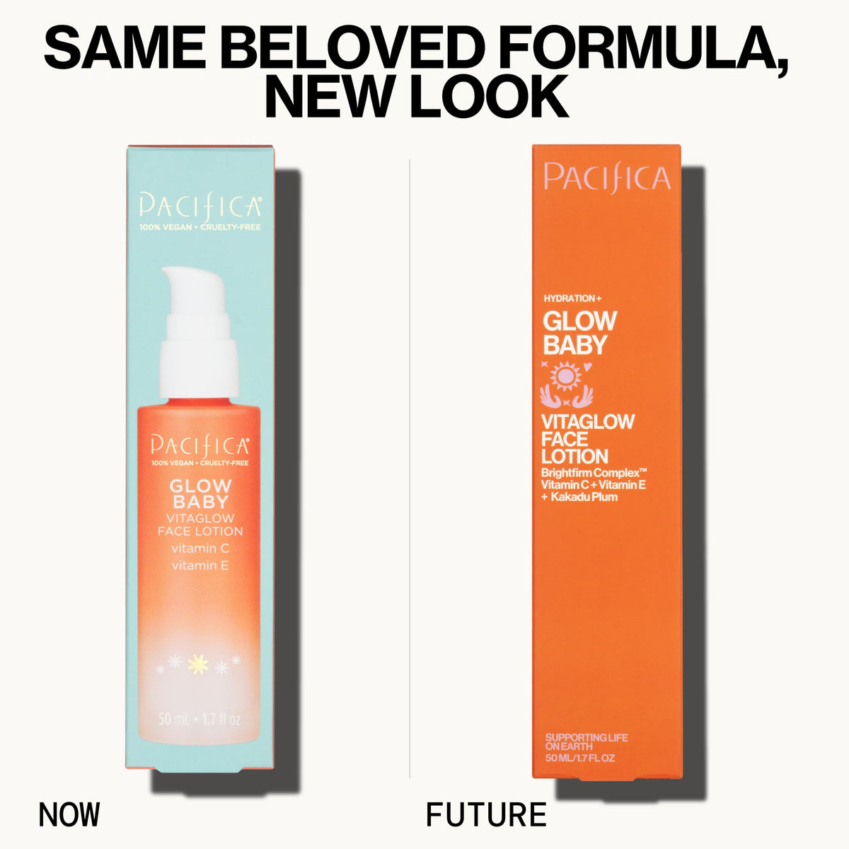 Pacifica VitaGlow Hydro Face Lotion bottle provides lightweight hydration for a glowing complexion.