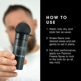Pacinos Hair Fiber Kit long-lasting hold concept via dual applicator