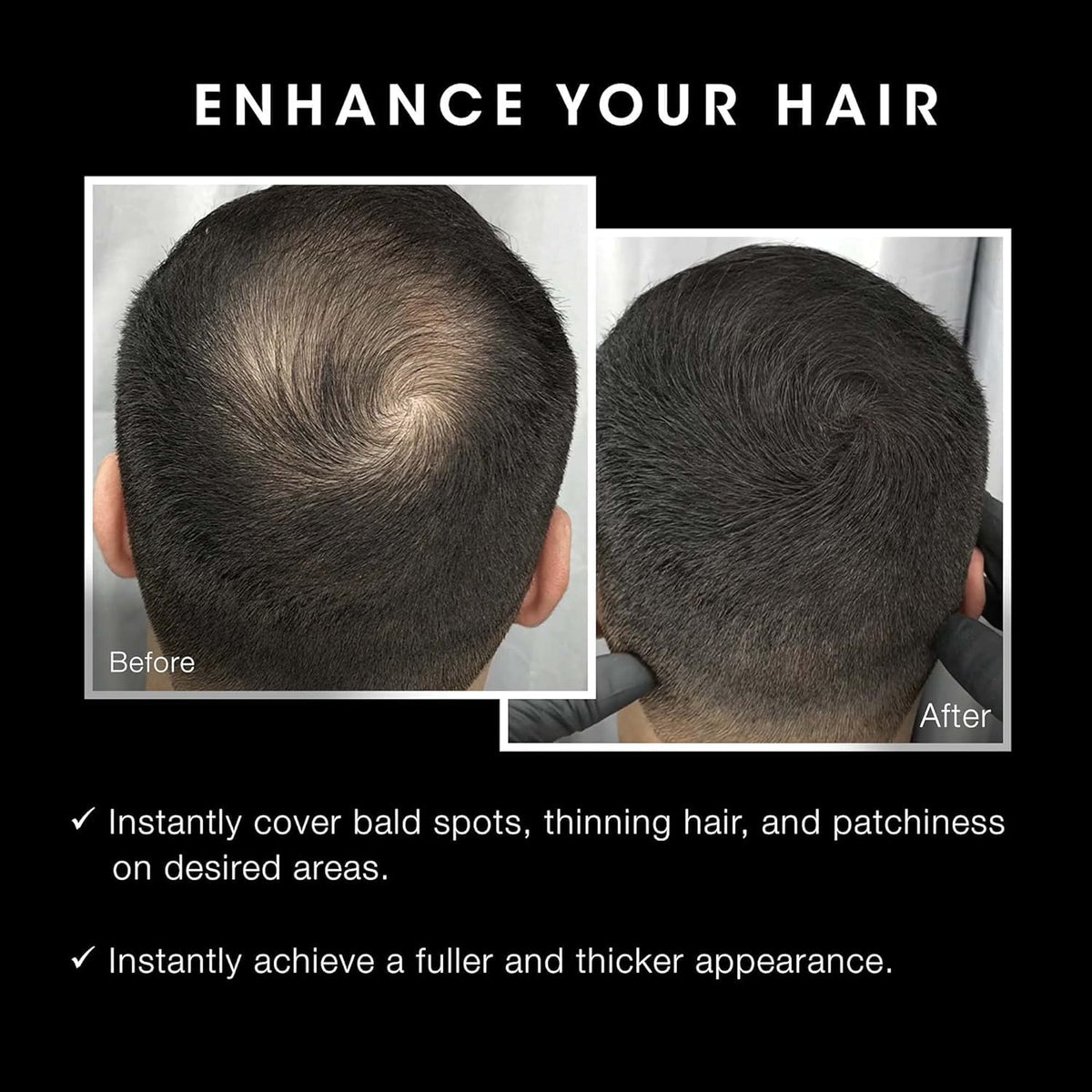 Pacinos Hair Fiber Kit packaging with complimentary Hold Spray highlight