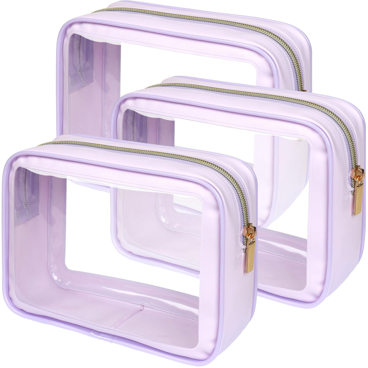 PACKISM Clear Makeup Bag Medium, foldable design for compact travel storage.