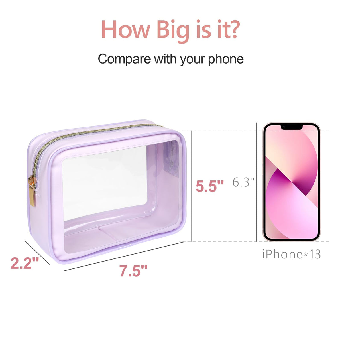 PACKISM Clear Makeup Bag Medium with reinforced seams and durable zipper.