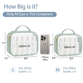 PACKISM Laurel Green clear bag combo pack front view shows versatile travel organizers