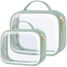 PACKISM Laurel Green medium clear makeup bag for easy cosmetics access