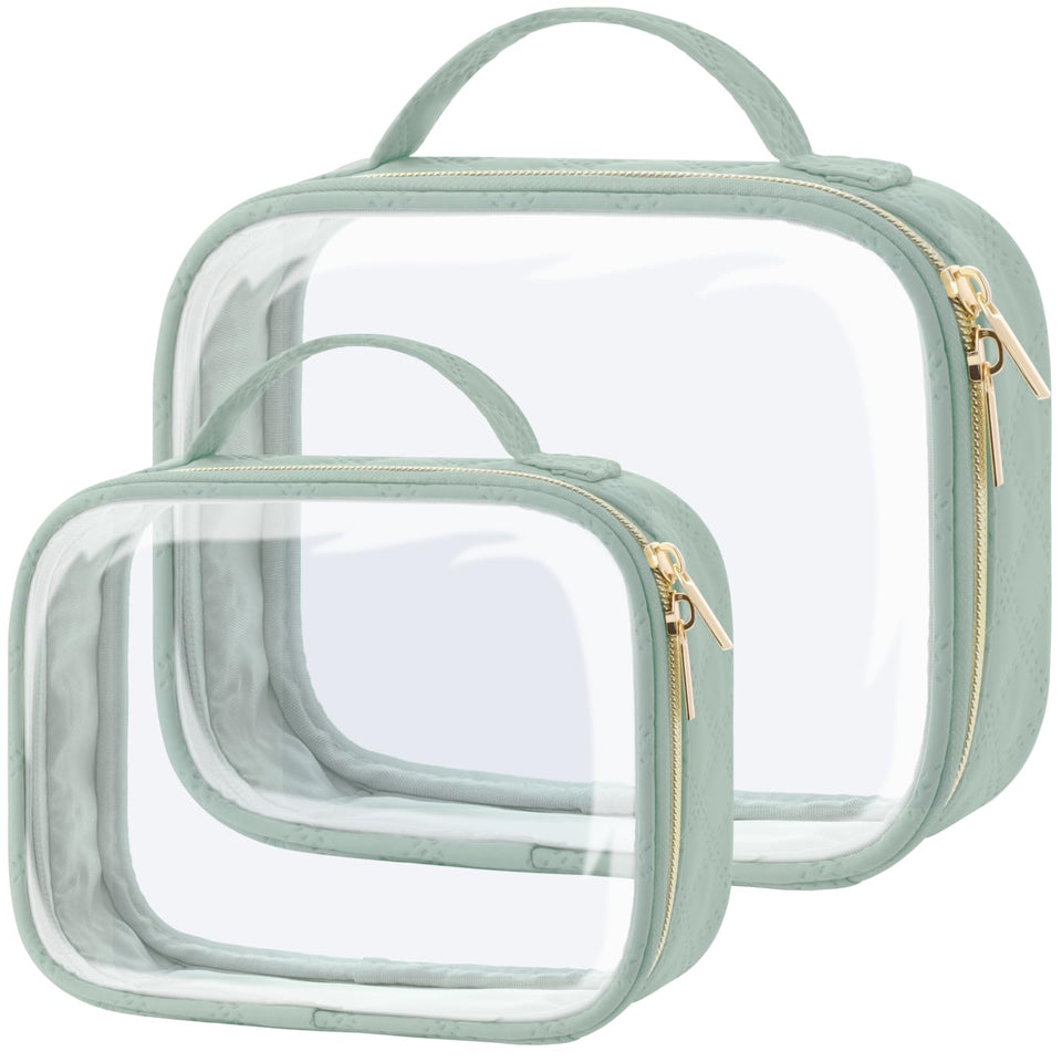 PACKISM Laurel Green medium clear makeup bag for easy cosmetics access