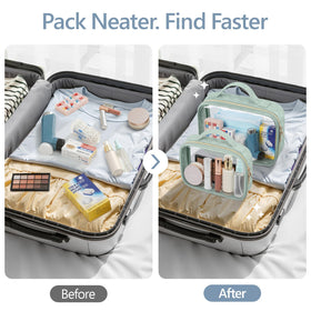PACKISM Laurel Green bags arranged in luggage for organization