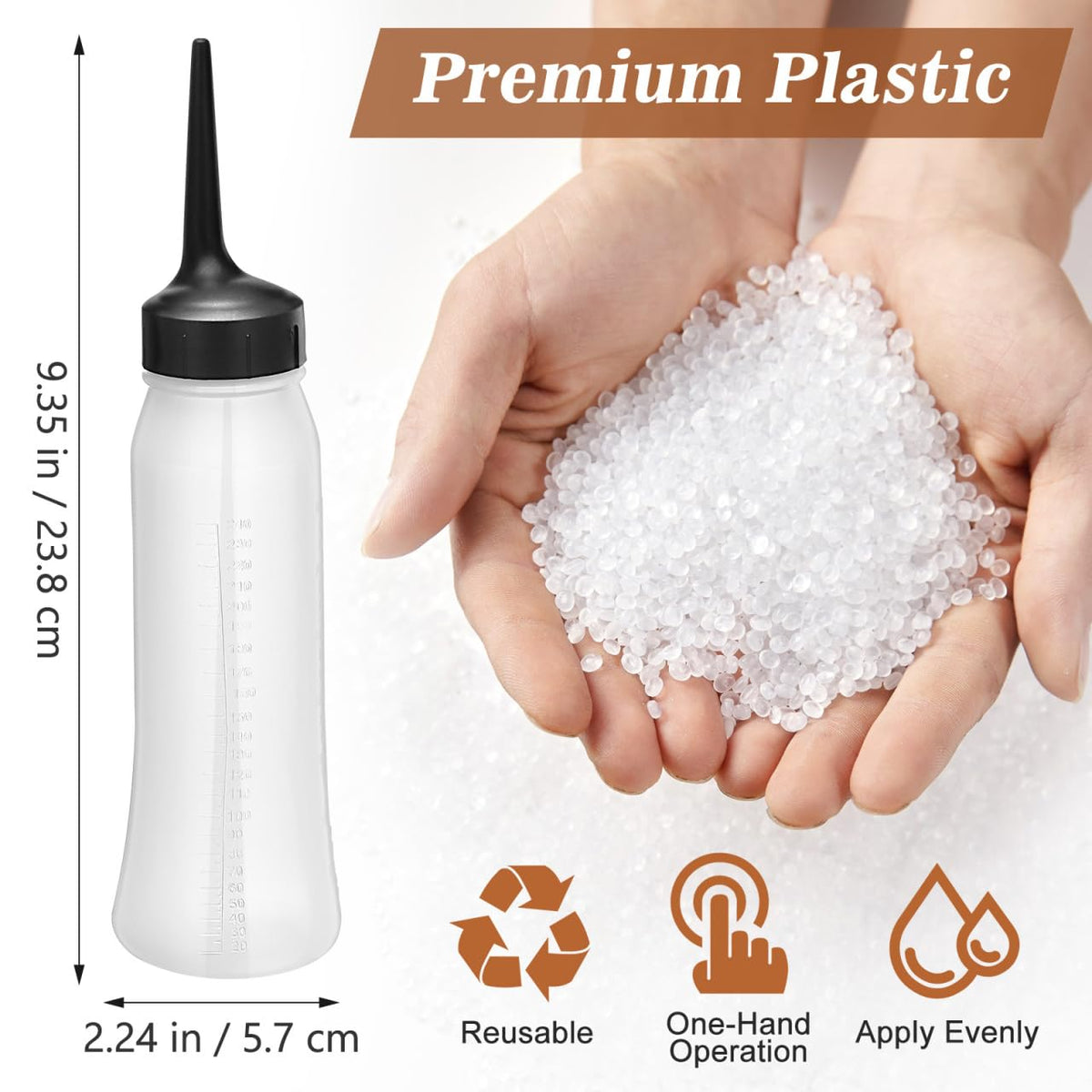 PACKOVE bottle pointed tip enables precise root application and controlled dyeing.