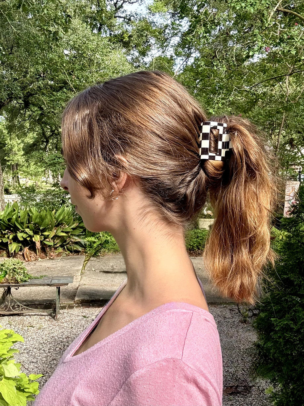 Paderison hair clip applied to hair for tidy, all-day hold