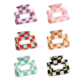 Paderison small checkered clip in pink-white for secure daily styling