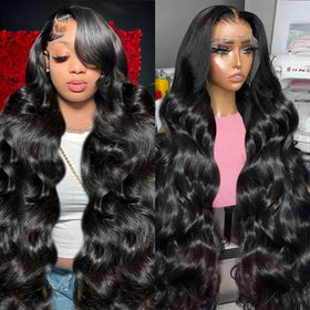 Padise 13x6 HD transparent lace front wig offers seamless parting for realistic hairlines.