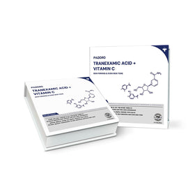 Padoro Tranexamic Acid Serum packaging shows premium skincare for daily brightening.