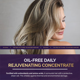 Pai-Shau binary technology delivering Signature Tea Complex deep into hair cuticle