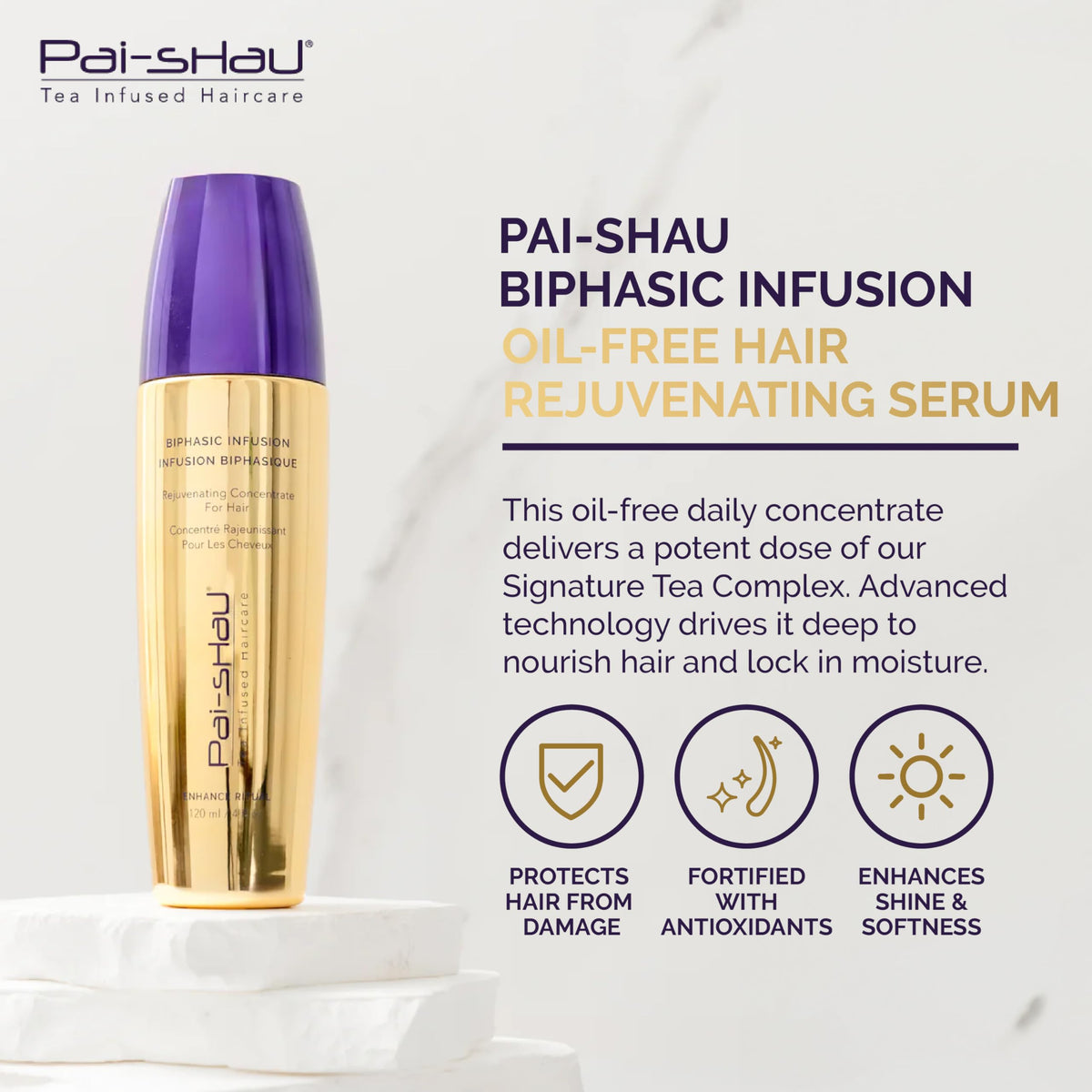 Pai-Shau oil-free rejuvenating concentrate applied evenly for deep nourishment without greasiness