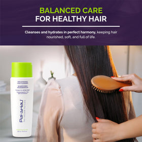 Pai-Shau haircare routine scene showing soft, shiny strands after use.