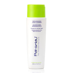 Pai-Shau Replenishing Cleanser bottle on bathroom counter delivering hydrating cleanse.
