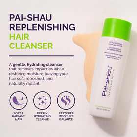 Pai-Shau Replenishing Cleanser creates rich lather while restoring moisture from roots to tips.