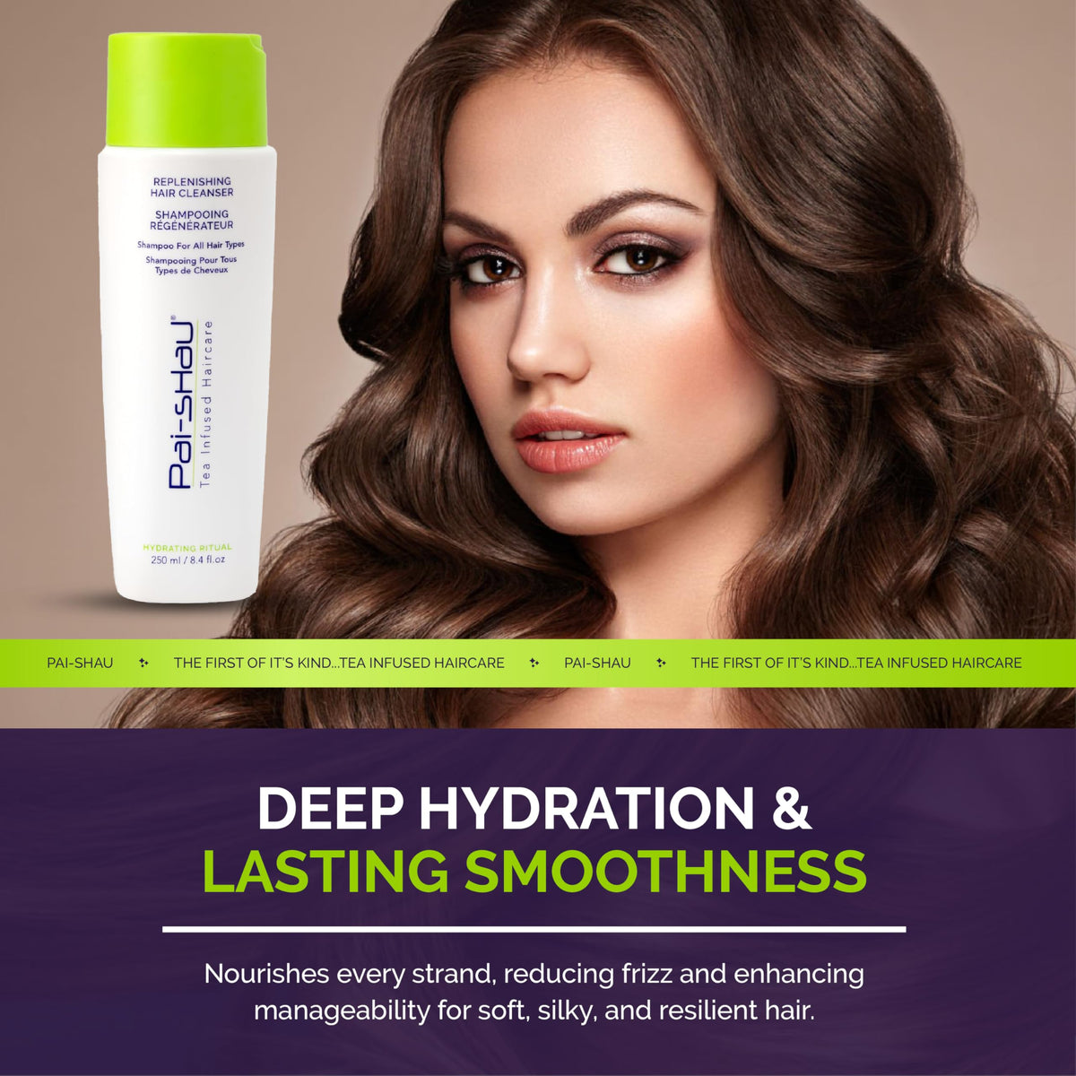 Pai-Shau Replenishing Cream Conditioner close-up showing silky strands