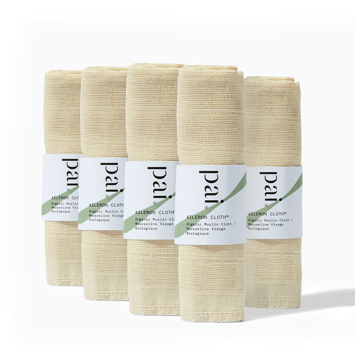 Pai Skincare Aileron exfoliating muslin cloth 5-pack for gentle, reusable exfoliation