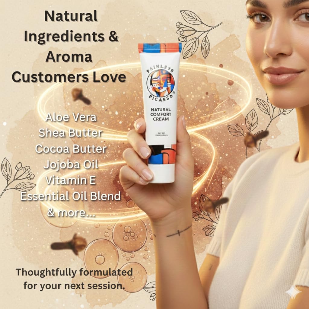 Painless Picasso lightweight absorbent formula, leaves skin soft and ready