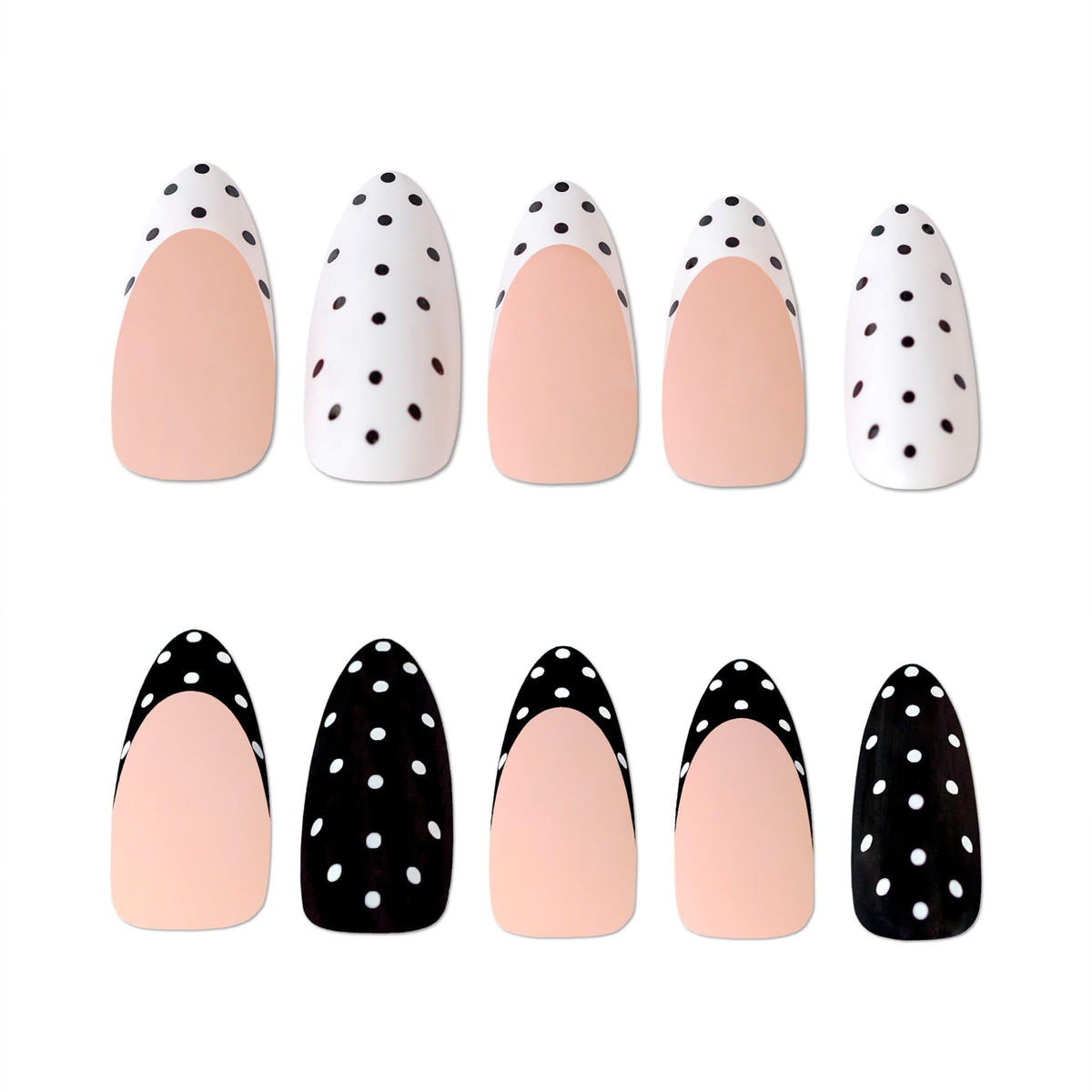 Almond-shaped polka dot nails by PaintLab for a modern look