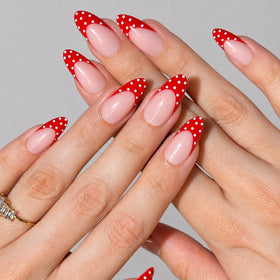 PaintLab red polka dot almond press-on nails for quick, salon-style manicure you can wear days