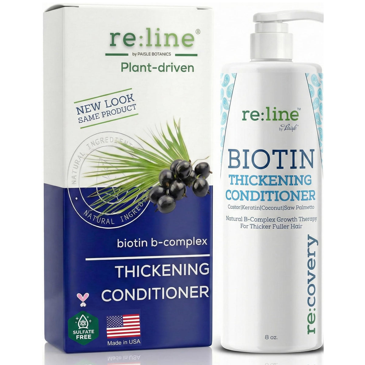 Paisle Botanics Biotin Hair Growth Conditioner bottle pour boosts fullness without weighing down hair