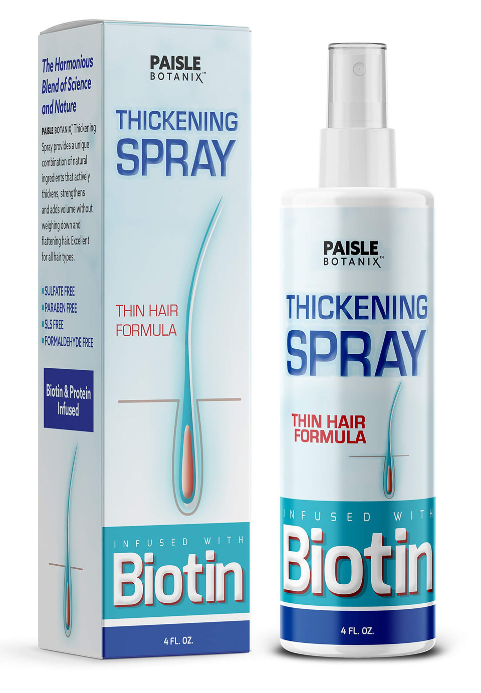 Paisle Botanics Biotin Hair Thickener bottle showing texture and shine