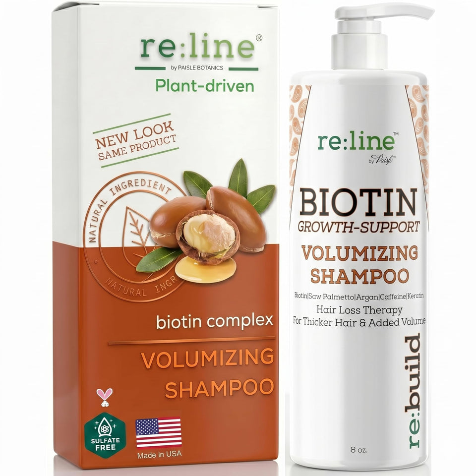 Paisle Botanics Biotin Shampoo bottle—color-safe, sulfate-free cleansing for daily nourishment.