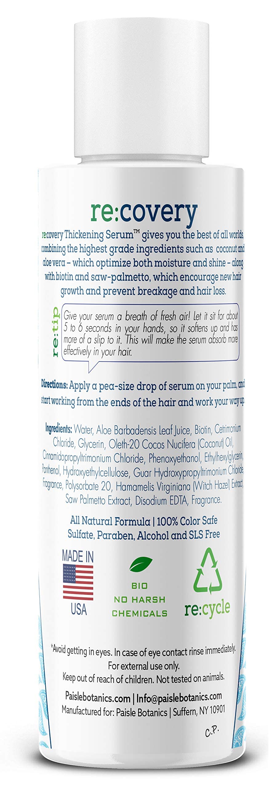 Paisle Botanics Hair Growth Serum 4oz bottle highlighting packaging for purchase