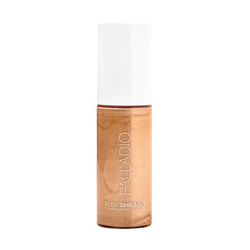 Palladio Body Shimmer Golden Beach bottle for a soft, radiant glow.