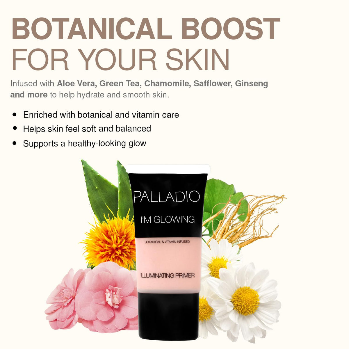 Palladio I'm Glowing primer being applied to cheekbones for lift.