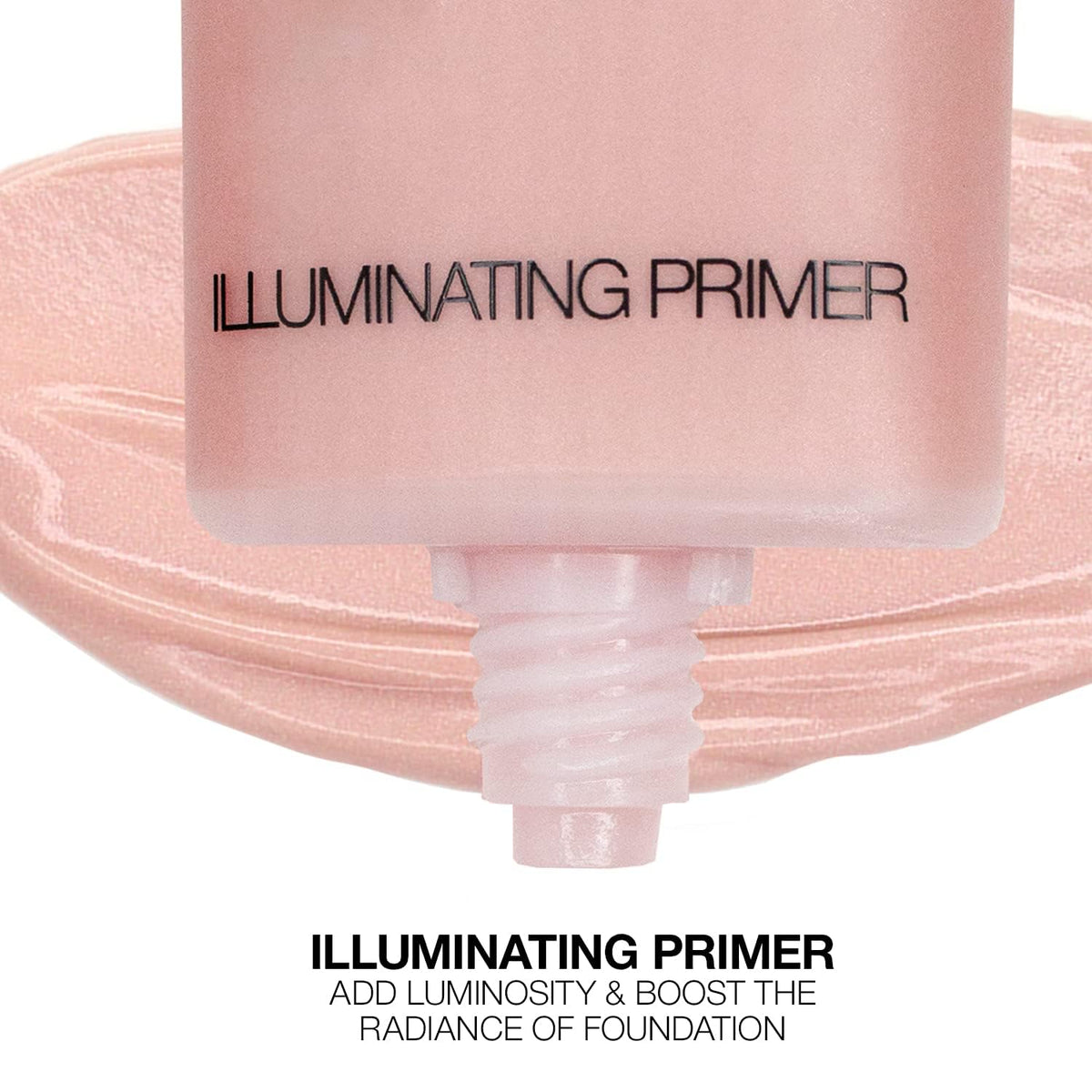 Palladio I'm Glowing primer bottle tilt highlights pearlescent texture.