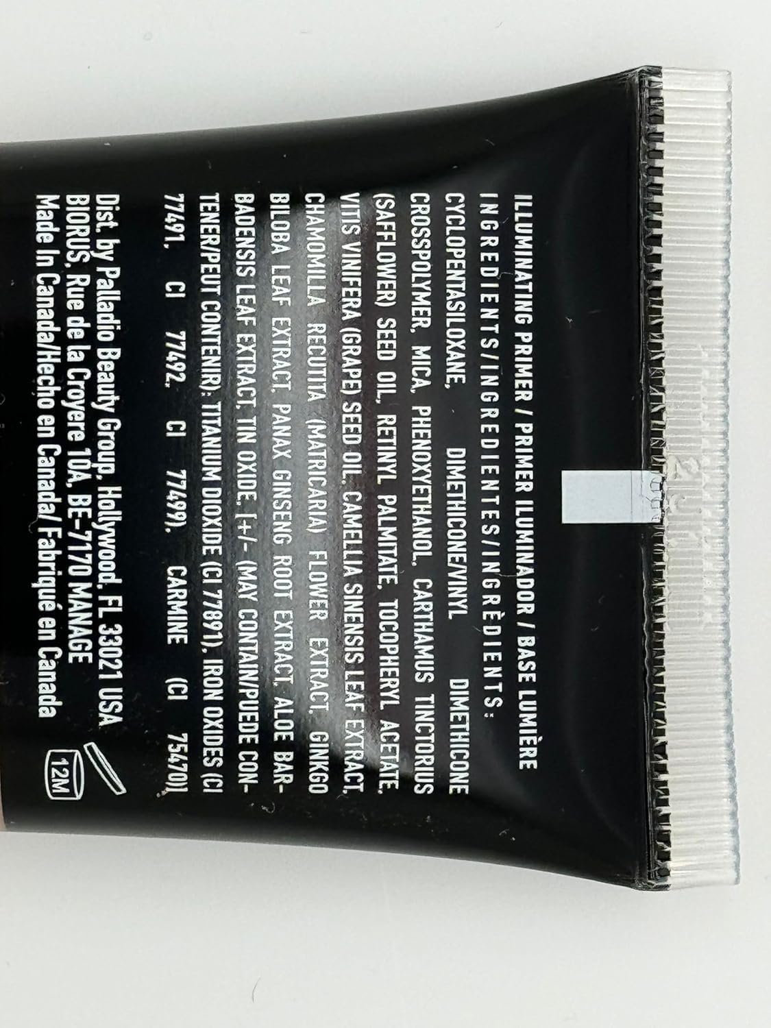 Palladio I'm Glowing primer cruelty-free label visible.