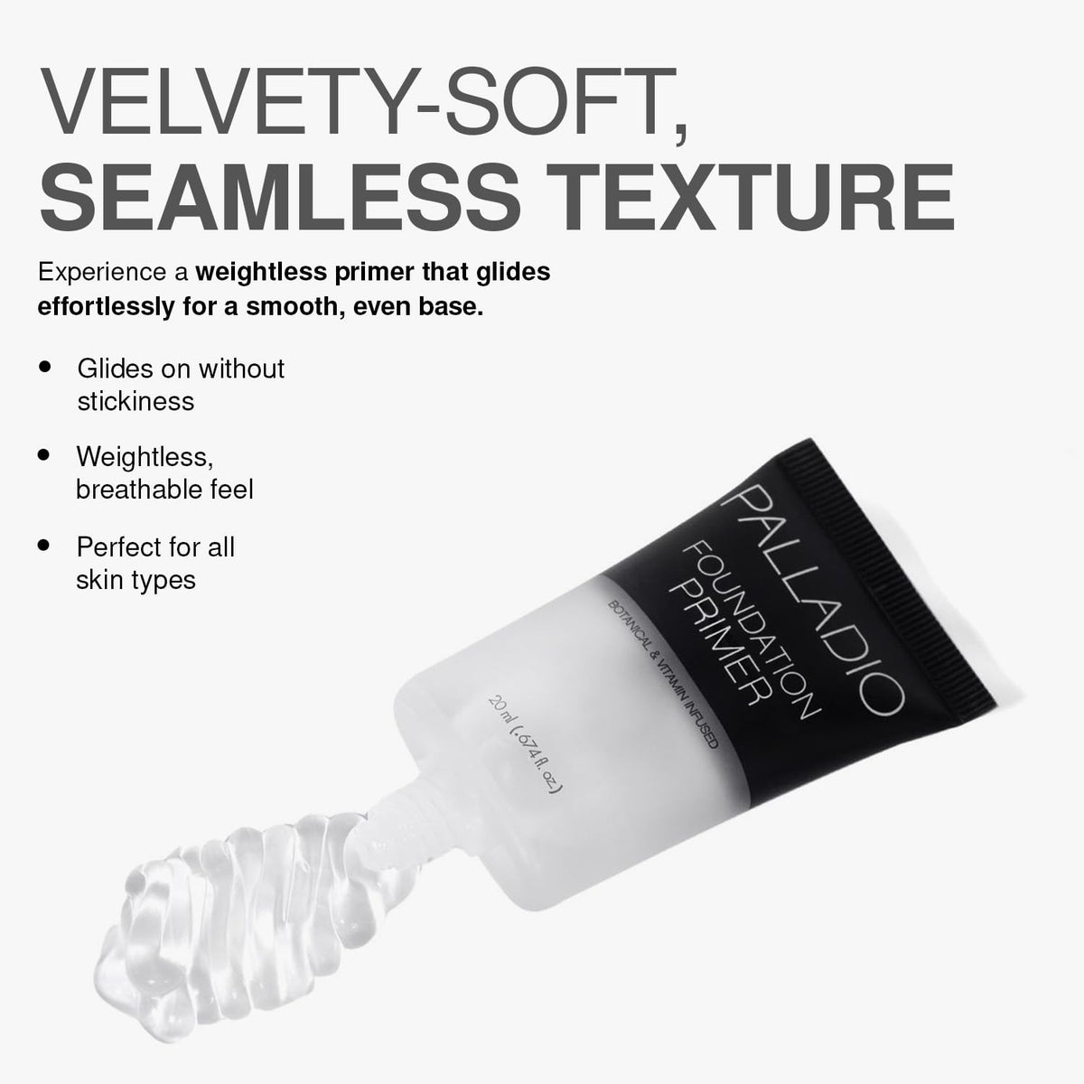 Palladio Foundation Primer nourishes with aloe and vitamins for hydrated wear.