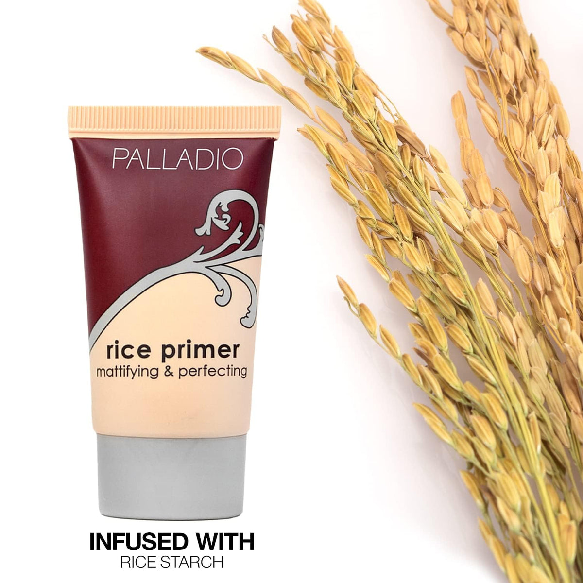Palladio Rice Primer creates a matte, long-lasting makeup base.