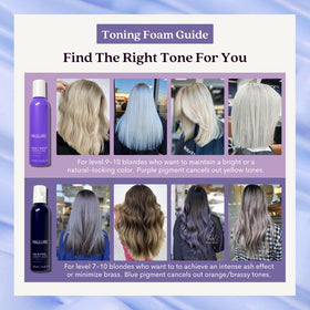 Pallure Bright Blonde Toning Foam application on hair shows easy toning steps