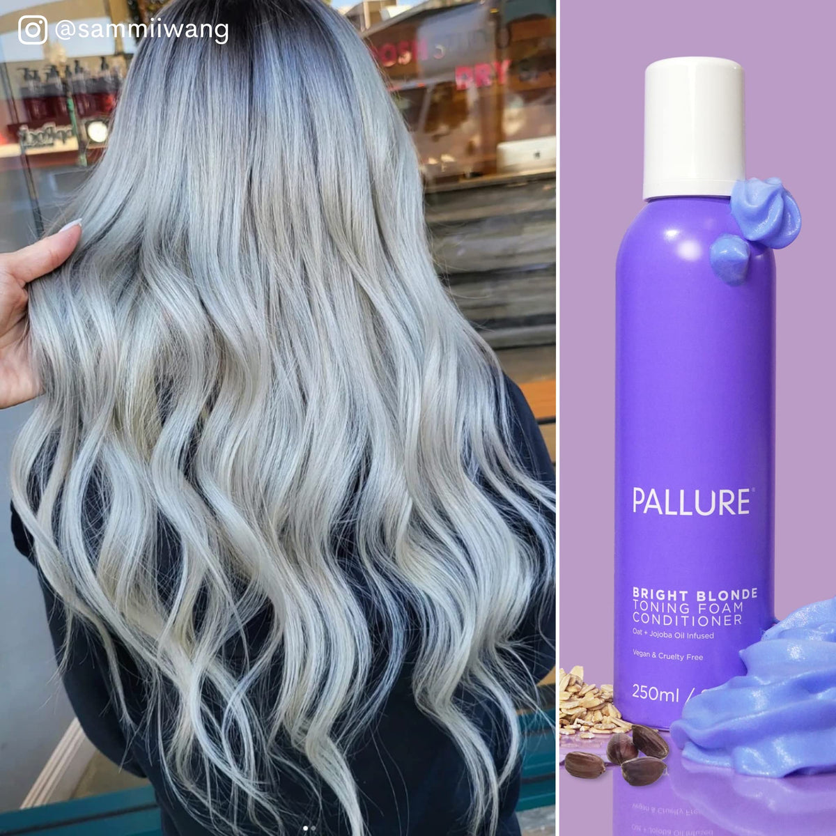 Pallure Bright Blonde Toning Foam color balance shot indicates tonal neutralization