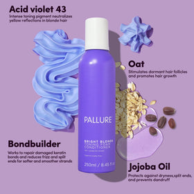 Pallure Bright Blonde Toning Foam closeup ingredients emphasizes oats and jojoba