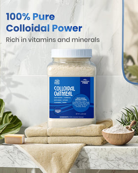 Oatmeal bath in water using Palm and Plenty for moisturizing bath.