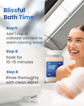 Palm and Plenty unscented oatmeal powder packaging for fragrance-free care.