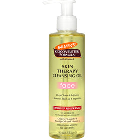Palmer's Cocoa Butter Cleansing Oil bottle with rosehip scent for gentle makeup removal.