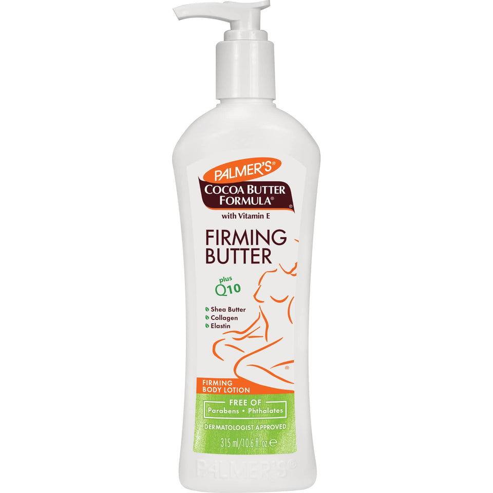 Palmer's Cocoa Butter Formula Firming Butter bottle hydrates skin for a smoother look