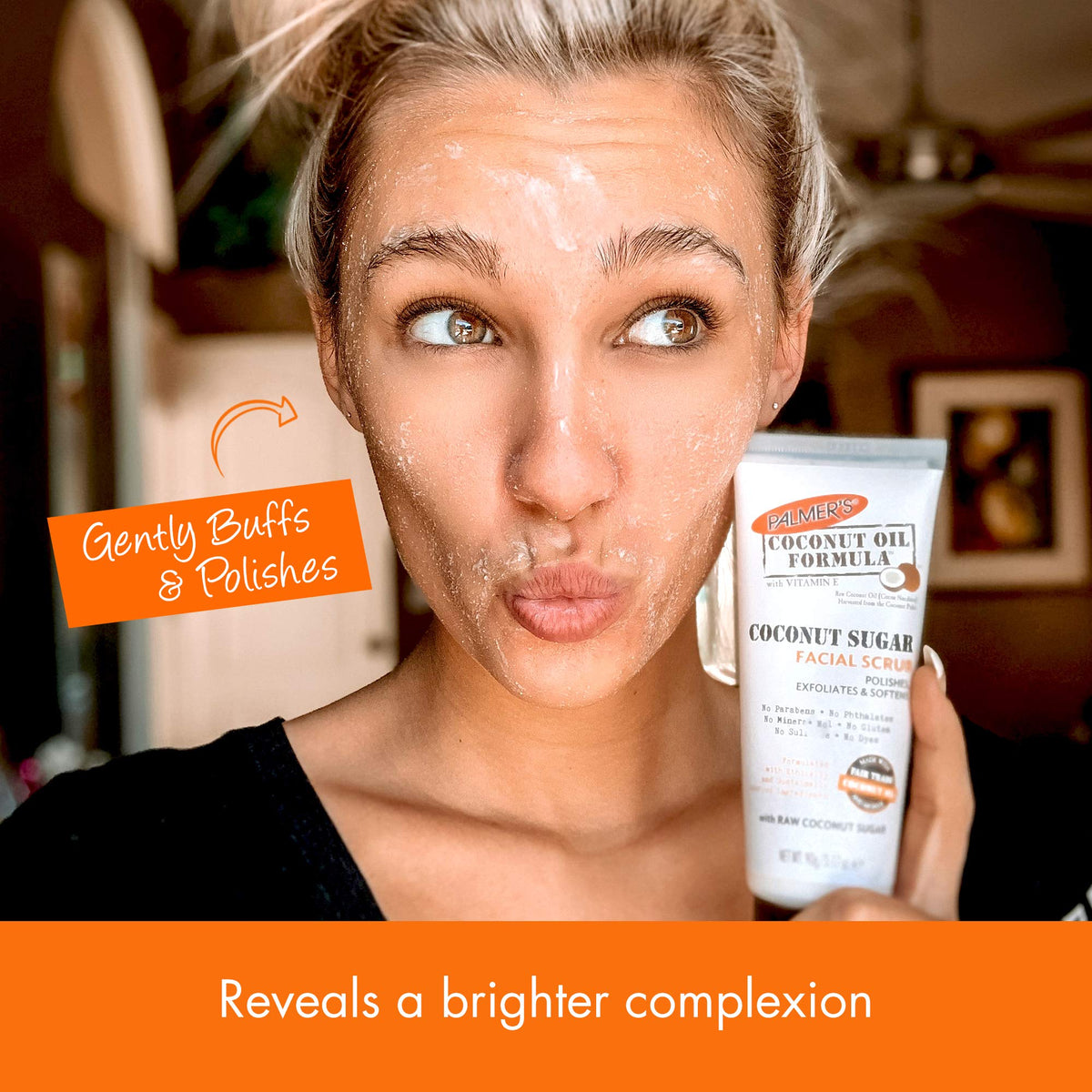 Palmer's Coconut Sugar Exfoliating Scrub texture showing gentle polishing.