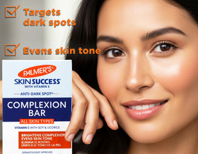 Vitamin-rich Palmer's Eventone Bar pictured with moisturizing feel for comfort after cleansing.