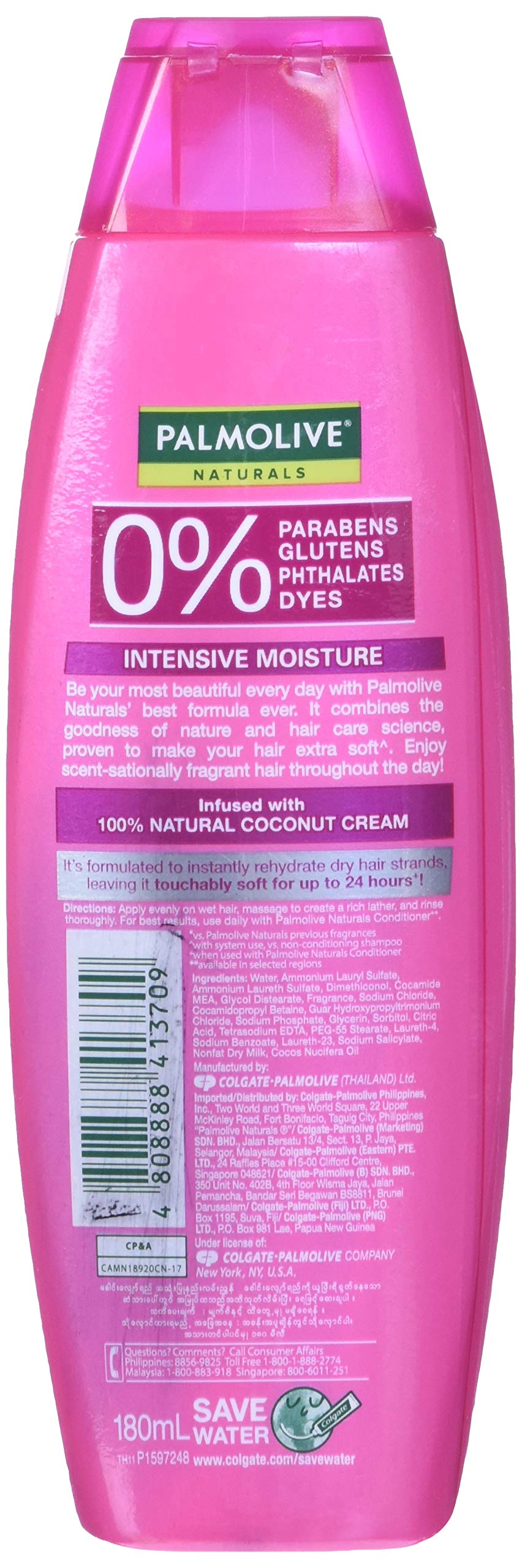 Palmolive Naturals Intensive Moisture Shampoo creamy-lather close-up highlights moisturizing formula.