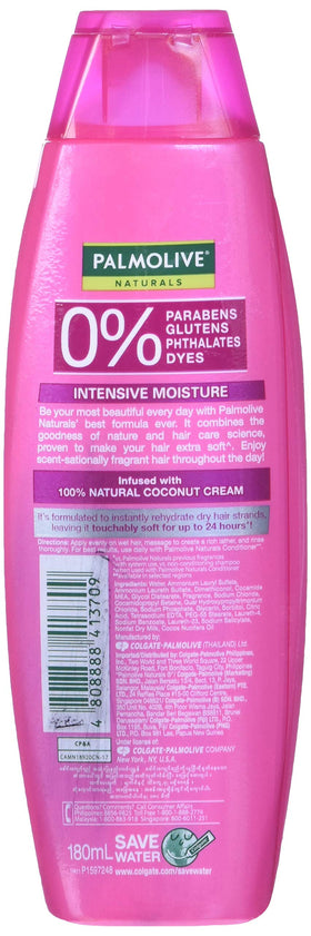 Palmolive Naturals Intensive Moisture Shampoo creamy-lather close-up highlights moisturizing formula.