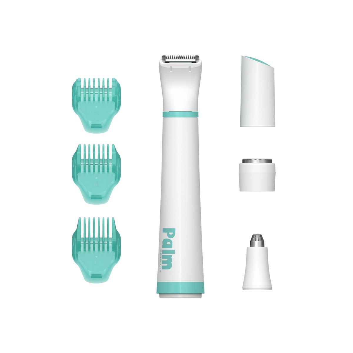 PalmPerfect All-In-One power base shown compact and portable for on-the-go grooming.